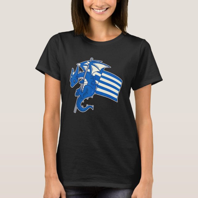 Epic Greece Dragon Proud Greece Flagga T Shirt (Framsida)