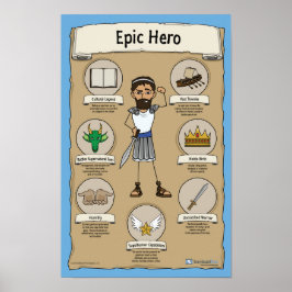 Epic Hero Classroom Poster - BLUE-bakgrund