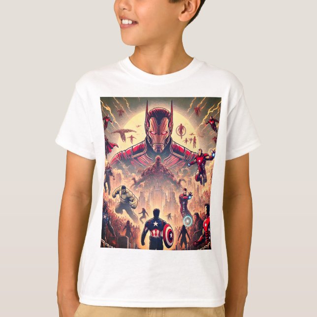 "Epic Heroes vs Utomjordingars Battle T-Shirt" T Shirt (Framsida)