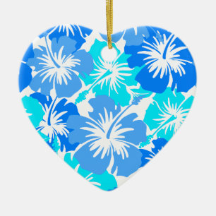 Epic Hibiscus Hawaiian Blommigt Aloha Shirt Print Julgransprydnad Keramik