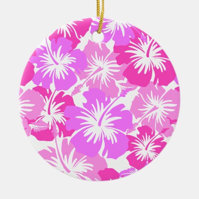 Epic Hibiscus Hawaiian Blommigt Aloha Shirt Print Julgransprydnad Keramik (Framsidan)