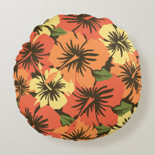Epic Hibiscus Hawaiian Blommigt Aloha Shirt Print Rund Kudde
