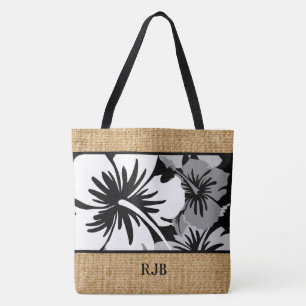 Epic Hibiscus Hawaiian Blommigt Monogram Beach Bag Tygkasse