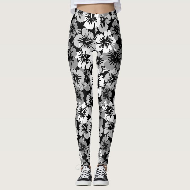 Epic Hibiscus Hawaiian Tropical Blommigt Leggings (Framsida)