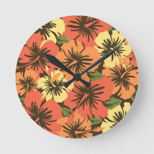 Epic Hibiscus Hawaiian Wall Clocks Rund Klocka