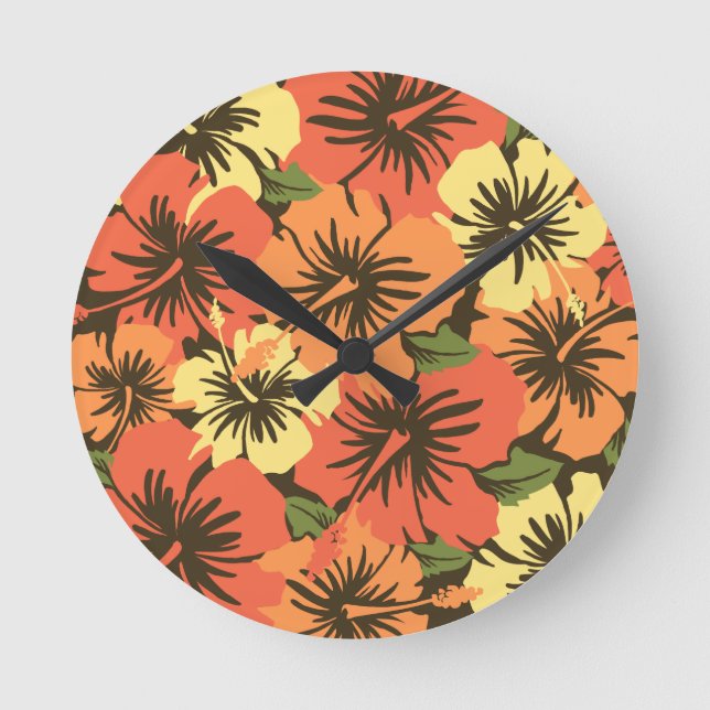 Epic Hibiscus Hawaiian Wall Clocks Rund Klocka (Framsida)