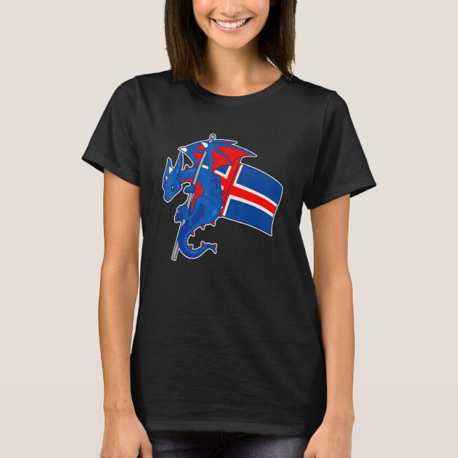 Epic Icelander Dragon Proud Iceland Flag T Shirt (Framsida)