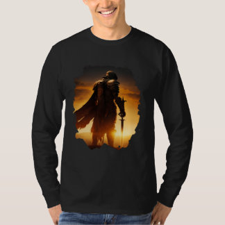 Epic knight at sunset on the field t shirt