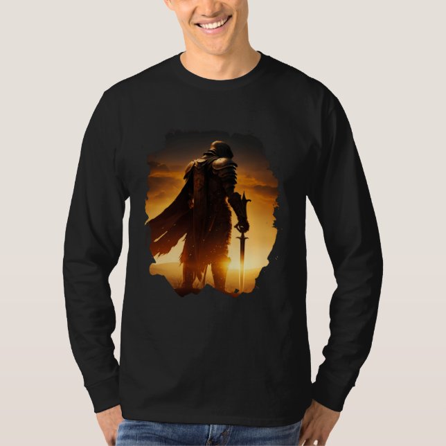 Epic knight at sunset on the field t shirt (Framsida)