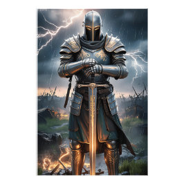Epic Knight Warrior Digital Poster Medieval Fantas