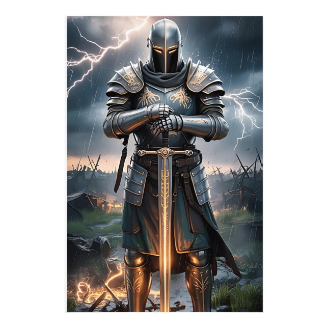 Epic Knight Warrior Digital Poster Medieval Fantas (Framsidan)