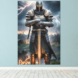 Epic Knight Warrior Digital Poster Medieval Fantas Canvastryck