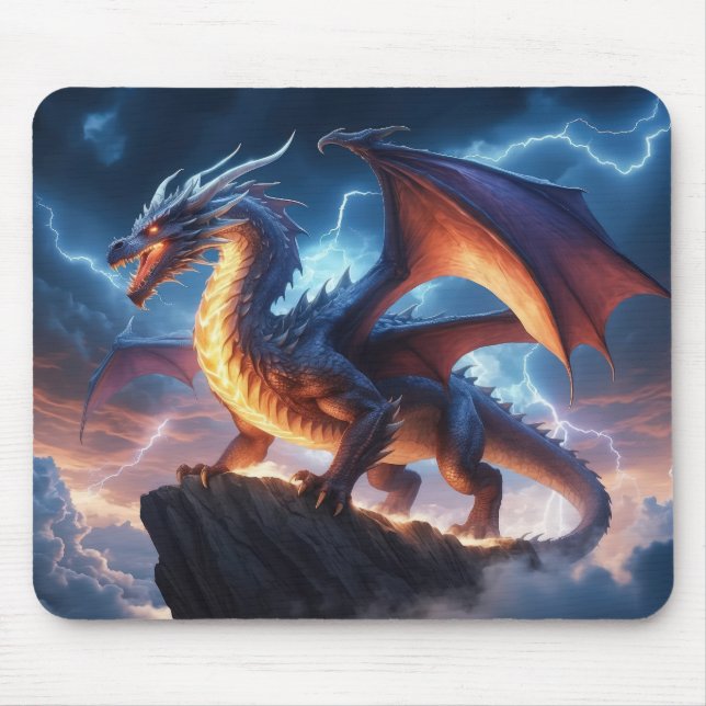 Epic Lightning Dragon Fantasy Gaming Mouse Pad Musmatta (Framsidan)