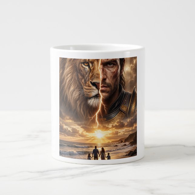 Epic Lion and Warrior Sunset  Jumbo Mugg (Framsidan)