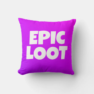 Epic Loot Gamer Kids Neon Lila Text Slogan Kudde
