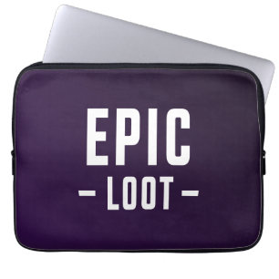 Epic Loot Gamer Lila White Tonåring Boy Slogan Laptop Fodral