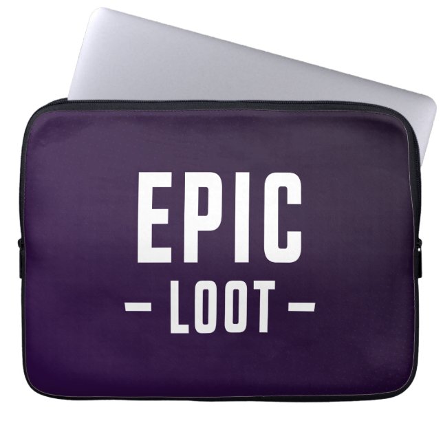 Epic Loot Gamer Lila White Tonåring Boy Slogan Laptop Fodral (Framsidan)