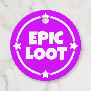 Epic Loot Gamer Neon Lila Star Text Slogan Gåvor Etiketter