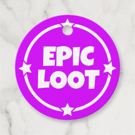 Epic Loot Gamer Neon Lila Star Text Slogan Gåvor Etiketter