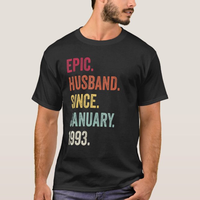 Epic make sedan januari 1993 tjugofemte bröllop-år t shirt (Framsida)