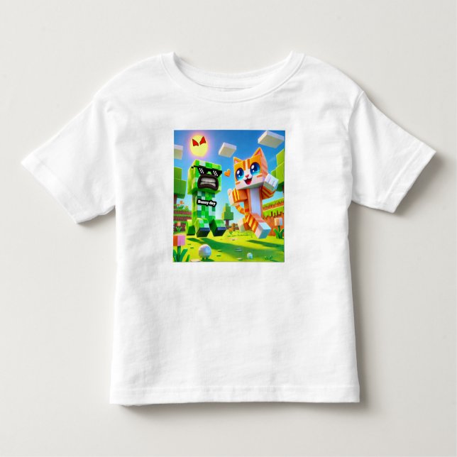 "Epic Minecraft Inspired Småbarn T-Shirt Cat kärle (Framsida)