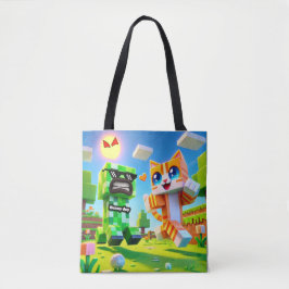 Epic Minecraft Inspired Småbarn Tote Bag Cat kärle Tygkasse