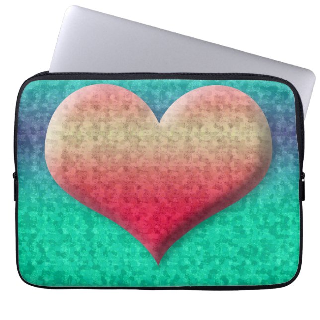 Epic Neon New Wave Retro Heart Laptop Fodral (Framsidan)