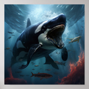 Epic Orca vs Alien Showdown - Enastående Poster De