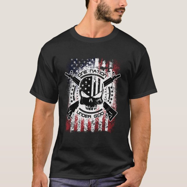 Epic Patriotic One-nation under Guds militärpullo T Shirt (Framsida)
