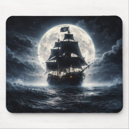 Epic Pirate Ship Moon Mouse Pad – Dark Ocean Pirat Musmatta