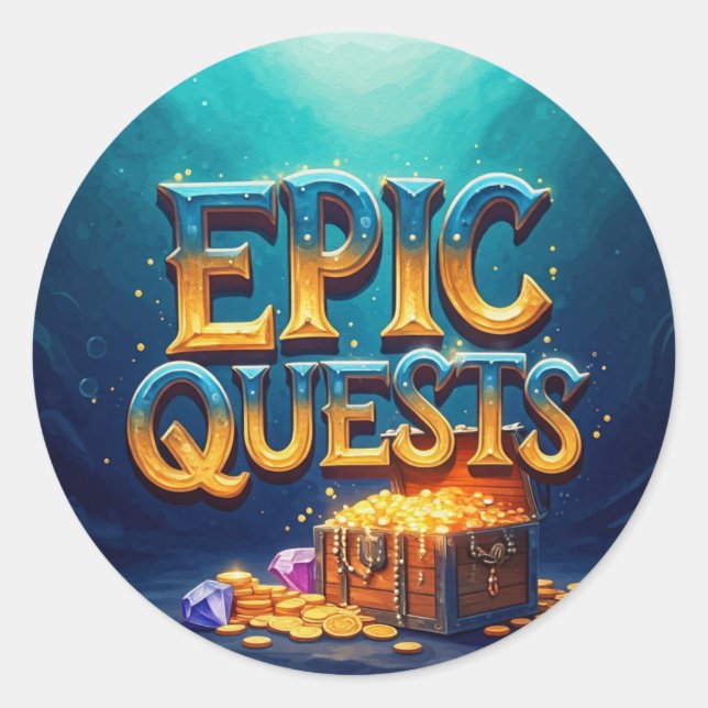 Epic Quests Runt Klistermärke (Framsida)