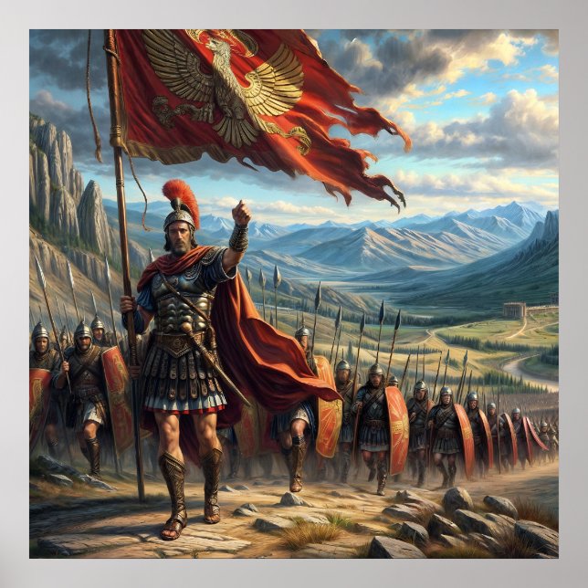 Epic Red Realistic Roman Legion liggande Poster (Framsidan)