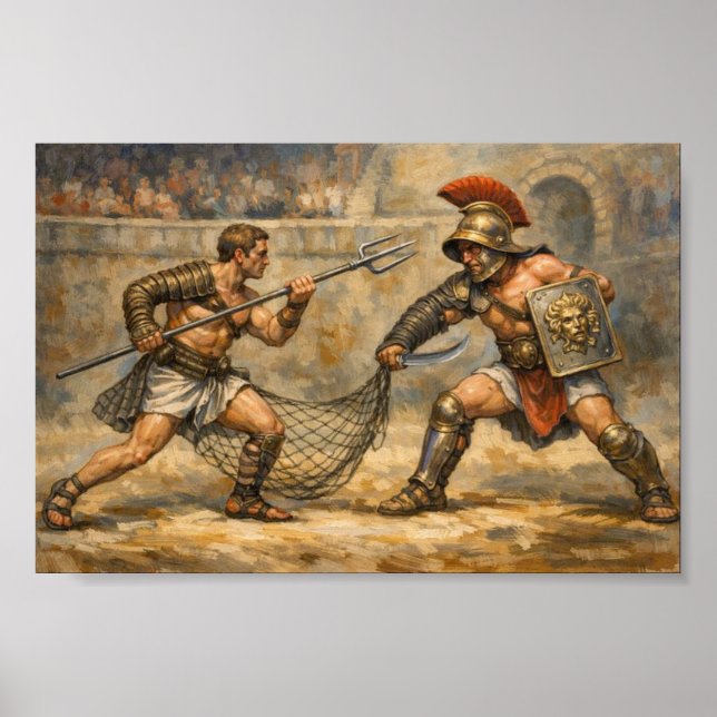 Epic Roman Gladiator Battle Traditional Foes Poster (Framsidan)