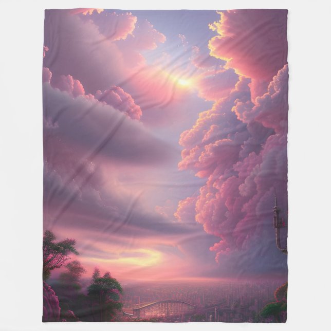 Epic Rosa Sommar Himlar Fleecefilt (Framsidan)