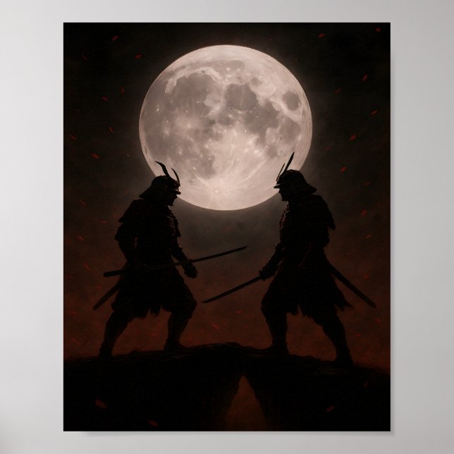 Epic Samurai Duel Under Full Moon Poster (Framsidan)