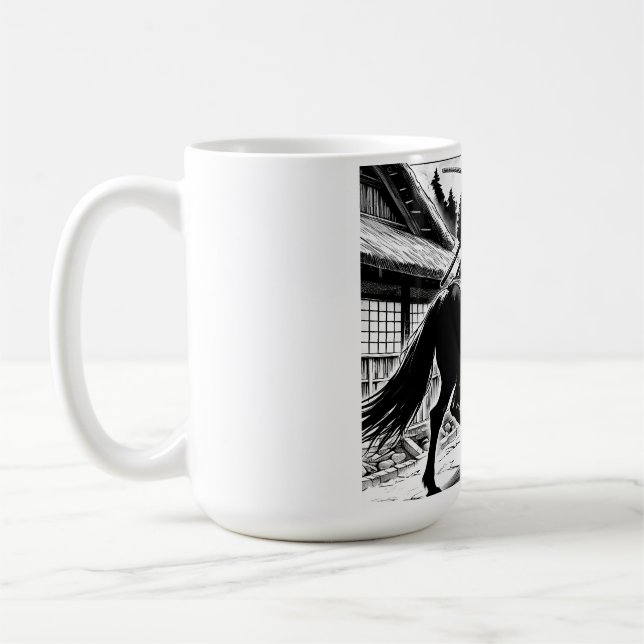 Epic Samurai Rider Manga Art Print Kaffemugg (Vänster)