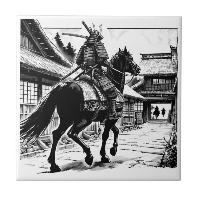 Epic Samurai Rider Manga Art Print Kakelplatta (Framsidan)