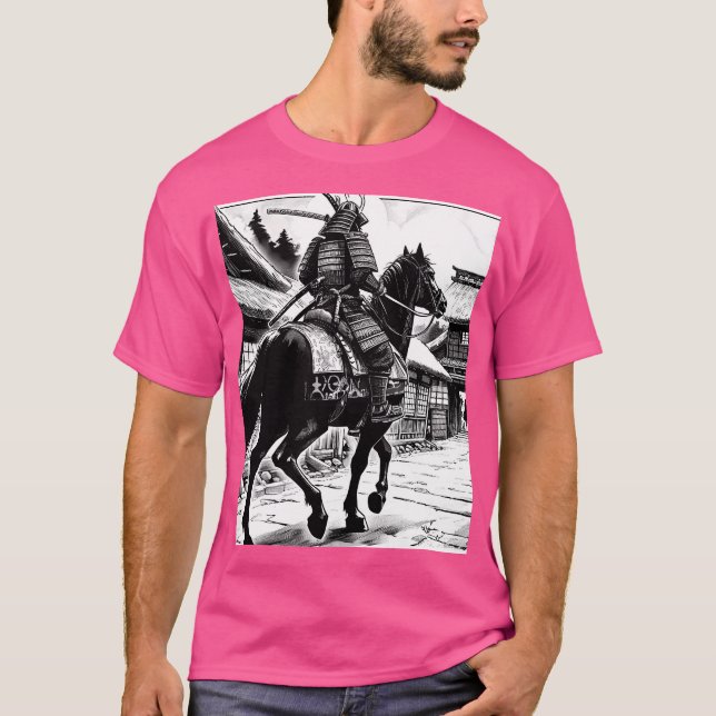 Epic Samurai Rider Manga Art Print T Shirt (Framsida)