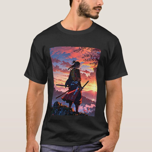 Epic Samurai Warrior T-Shirt Design - Anime Stil (Framsida)