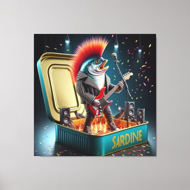  Epic Sardine Punk Rebel Guitar Ocean Legend Canvastryck (Framsida)