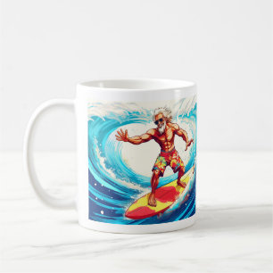 Epic Senior Surfer Riding Vågar med Stil Kaffemugg