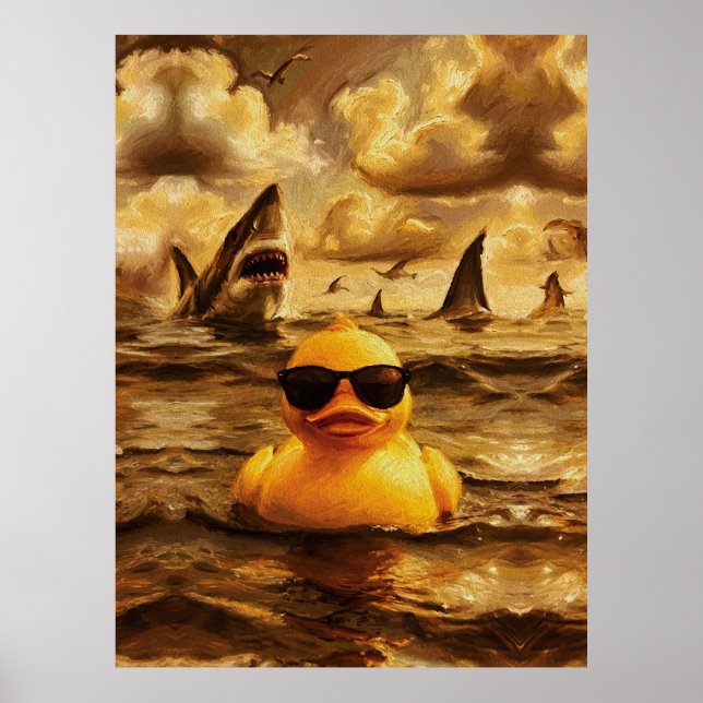Epic Shark Attack with Brave Rubber Duck Poster (Framsidan)