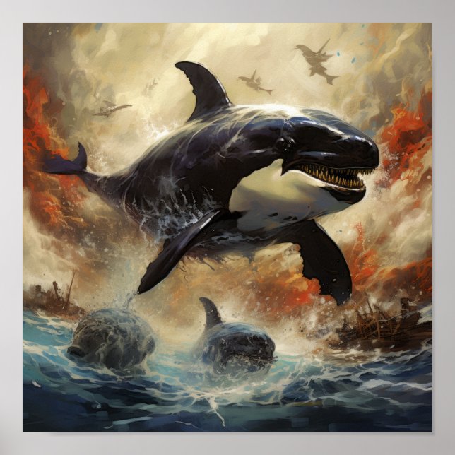 Epic Showdown: Orca vs Godzilla Poster - Ljud av t (Framsidan)