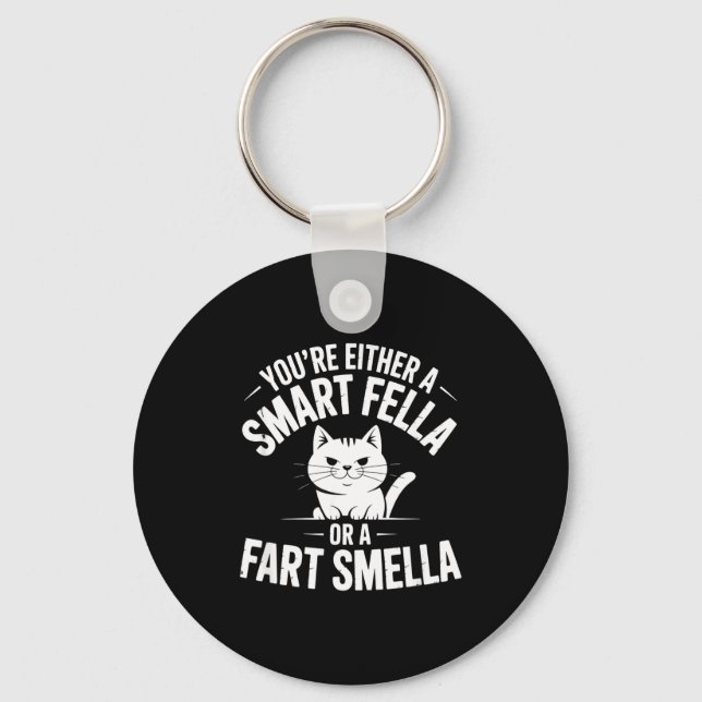 Epic Smella Cat Smart Fart Humor Spoonerism Fella Nyckelring (Framsida)