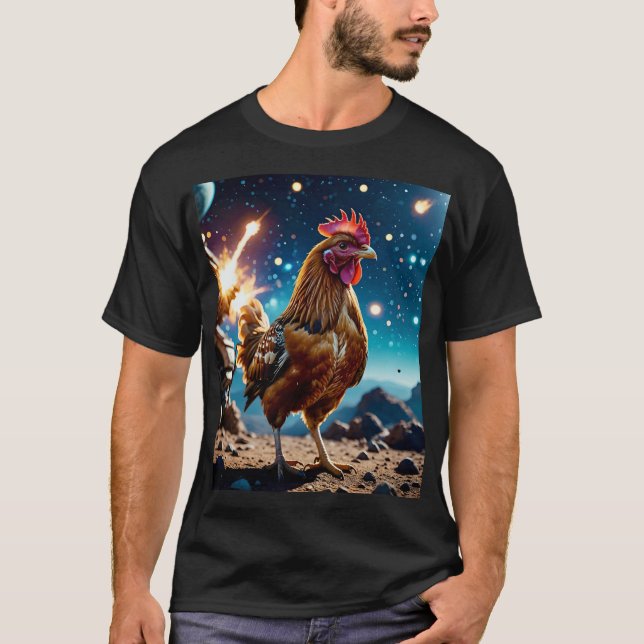 Epic Space Chicken Cosmic Battle Tee (Framsida)