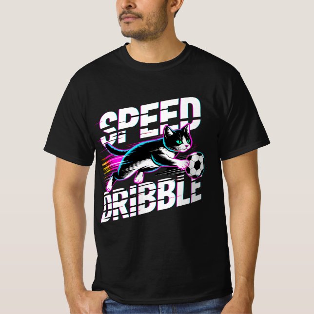 Epic Speed of Dribble Cat For Soccer Fans T Shirt (Framsida)