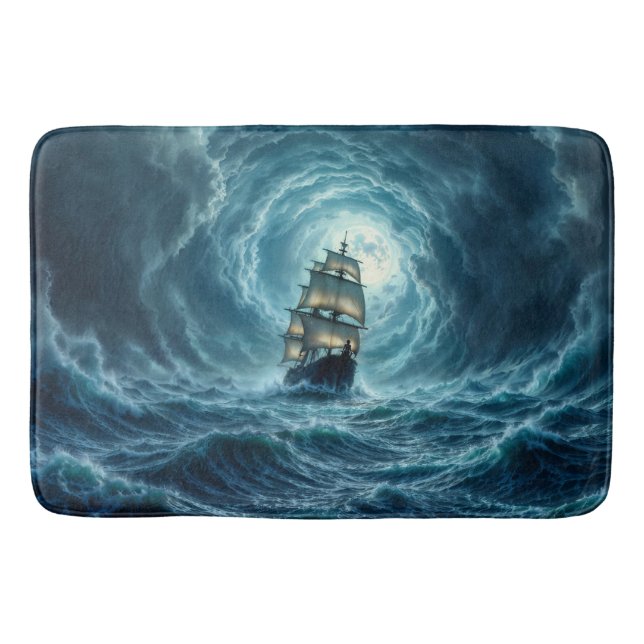 Epic stormbåt måne vågar äventyr badrumsmatta (Framsidan)