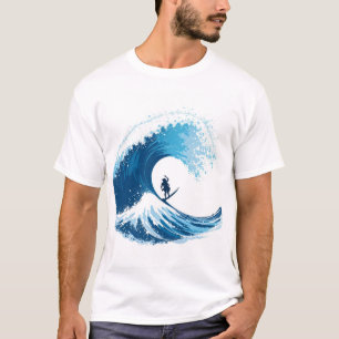 Epic Surfer Riding Giant Ocean Wave - Minimalistis T Shirt