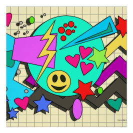 Epic Toon Neon Lycklig Vibes Flashback Art Perfect Poster