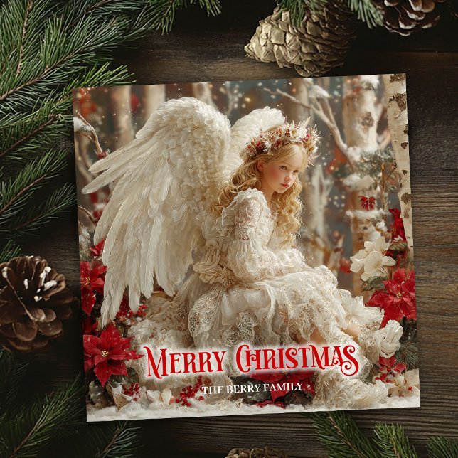 Epic Victorian angel red and gold fantasy greeting Julkort (Epic Victorian angel red and gold fantasy greeting card

)